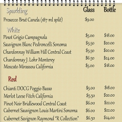 wine list